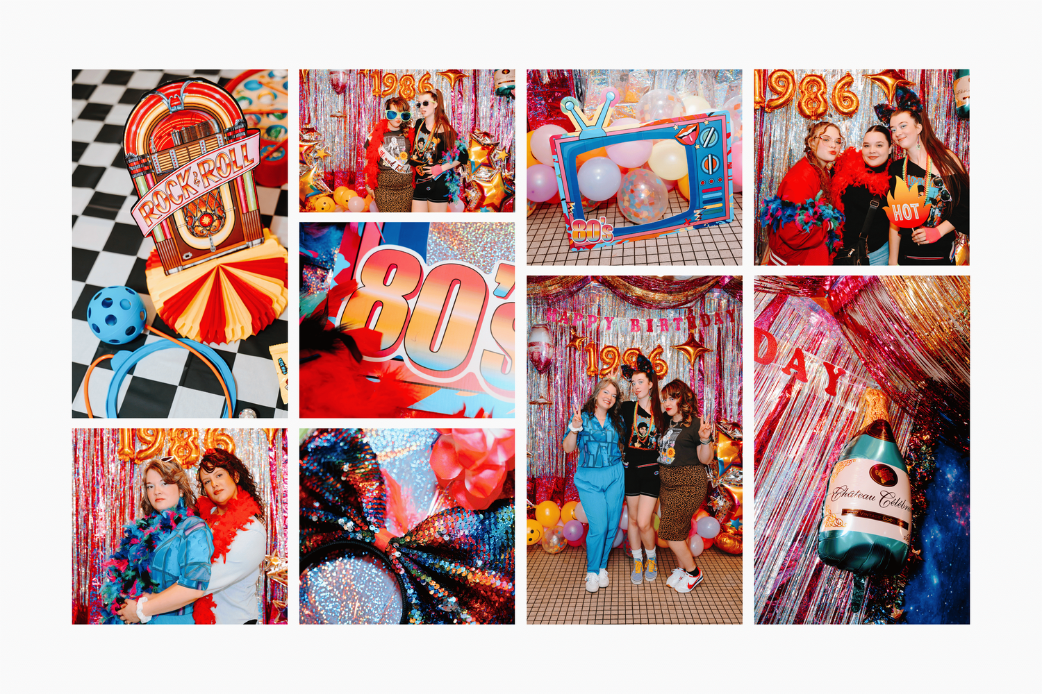 Eighties-themed birthday party collage in Billings, Montana at The Red Door