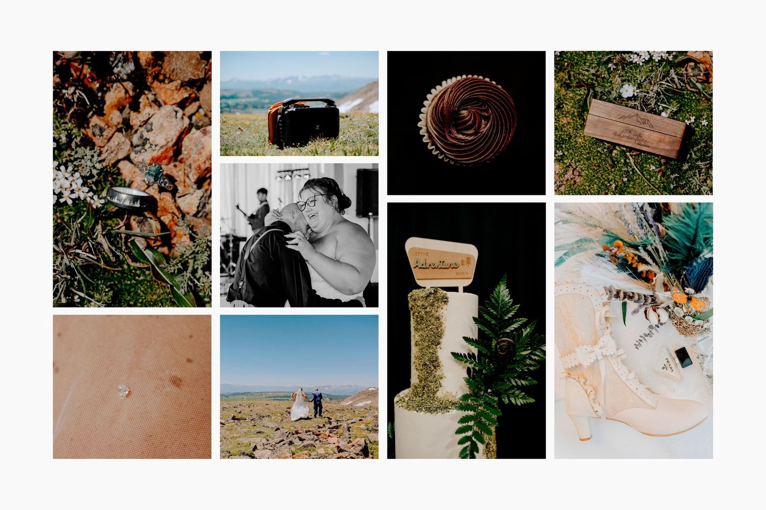 Wedding collage on the Beartooth Pass and Red Lodge, Montana