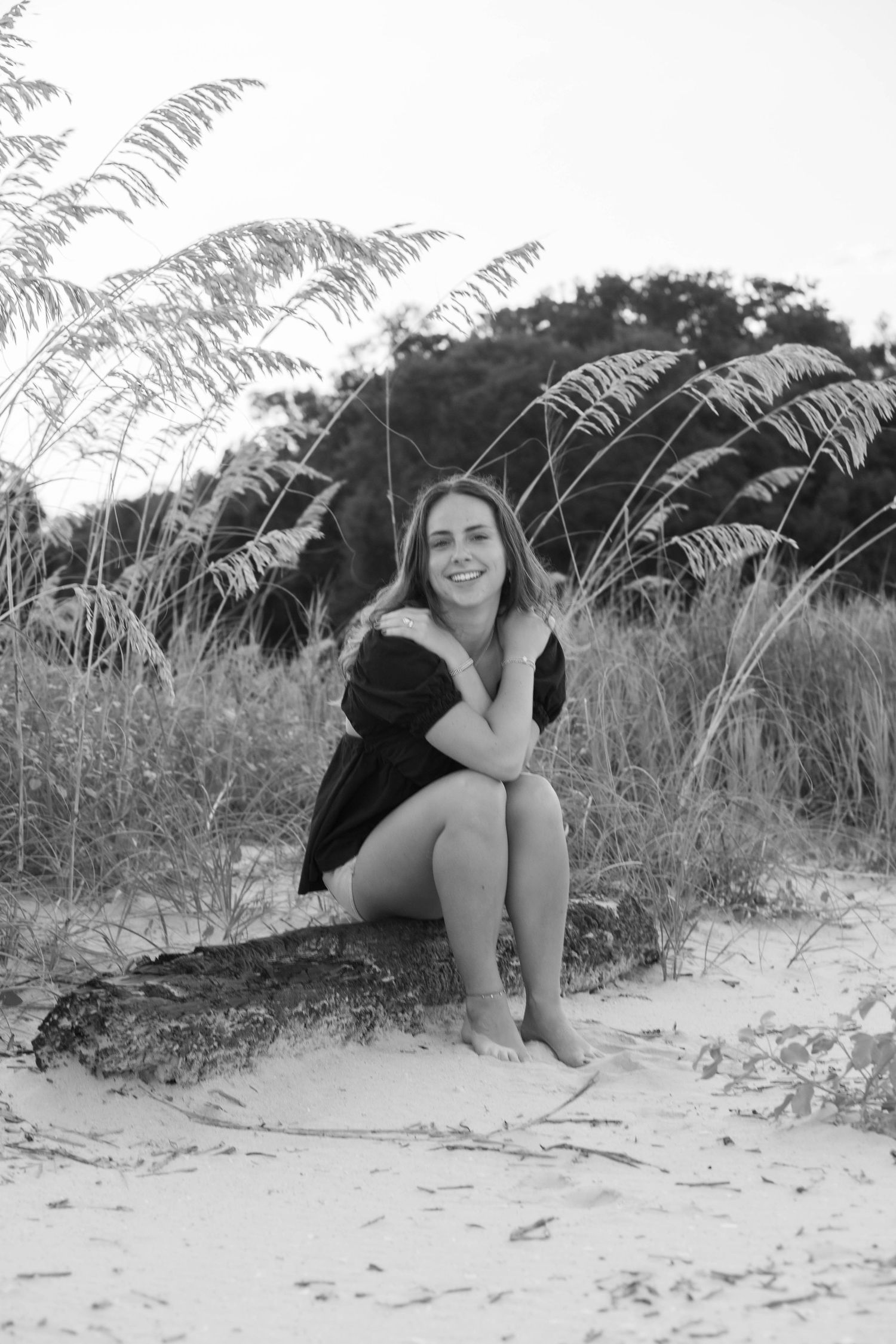 Senior Portrait of Presley Miles class of 2025. Location Dolphin Head Hilton Head Island, SC. Tall dunes environment
