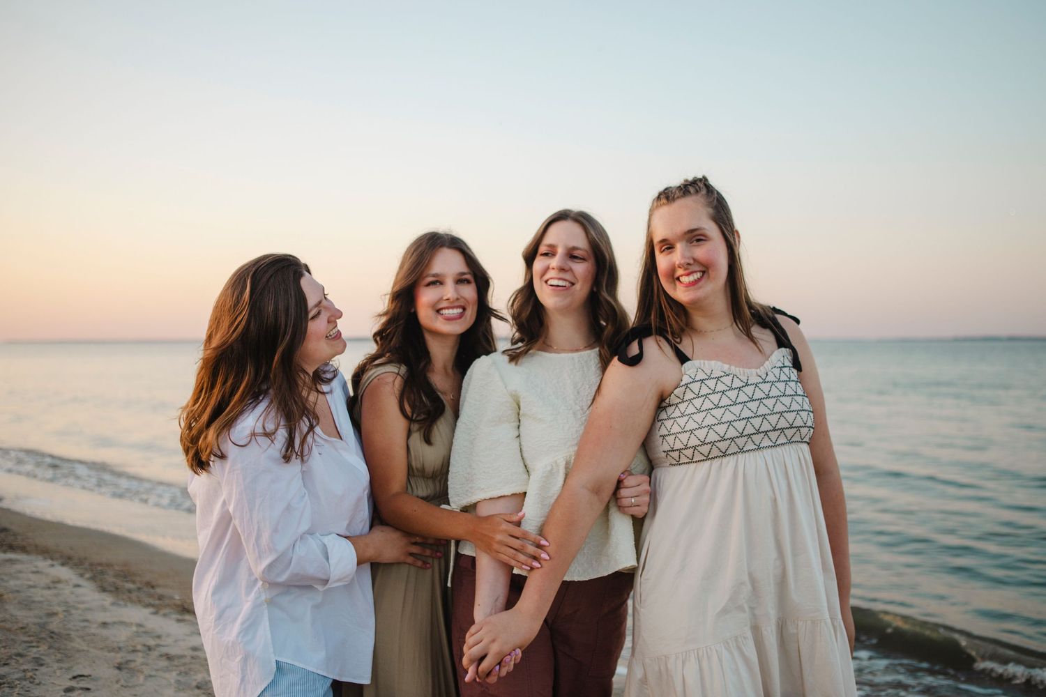 Family Beach Photography. Year 2025. Family.  Beach Sunset. Hilton Head Island, SC, Sisters