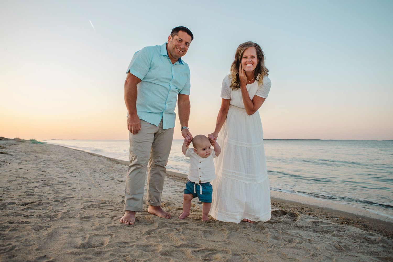 Family Beach Photography. Year 2025. Family. Children. Grandparents. Beach Sunset. Hilton Head Island, SC. 1 year old
