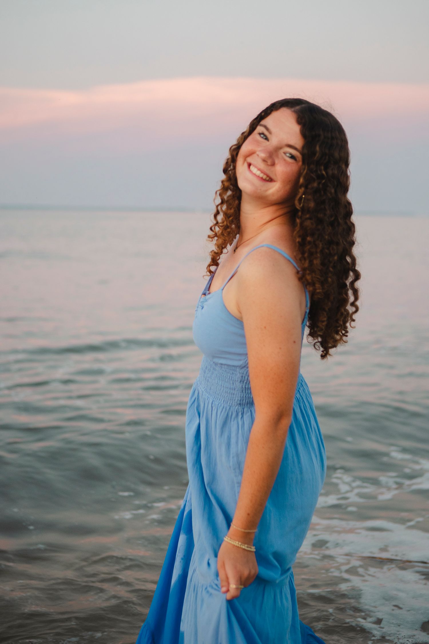 Senior Portrait of Hannah class of 2025. Location Dolphin Head Hilton Head Island, SC. Sunset at the ocean