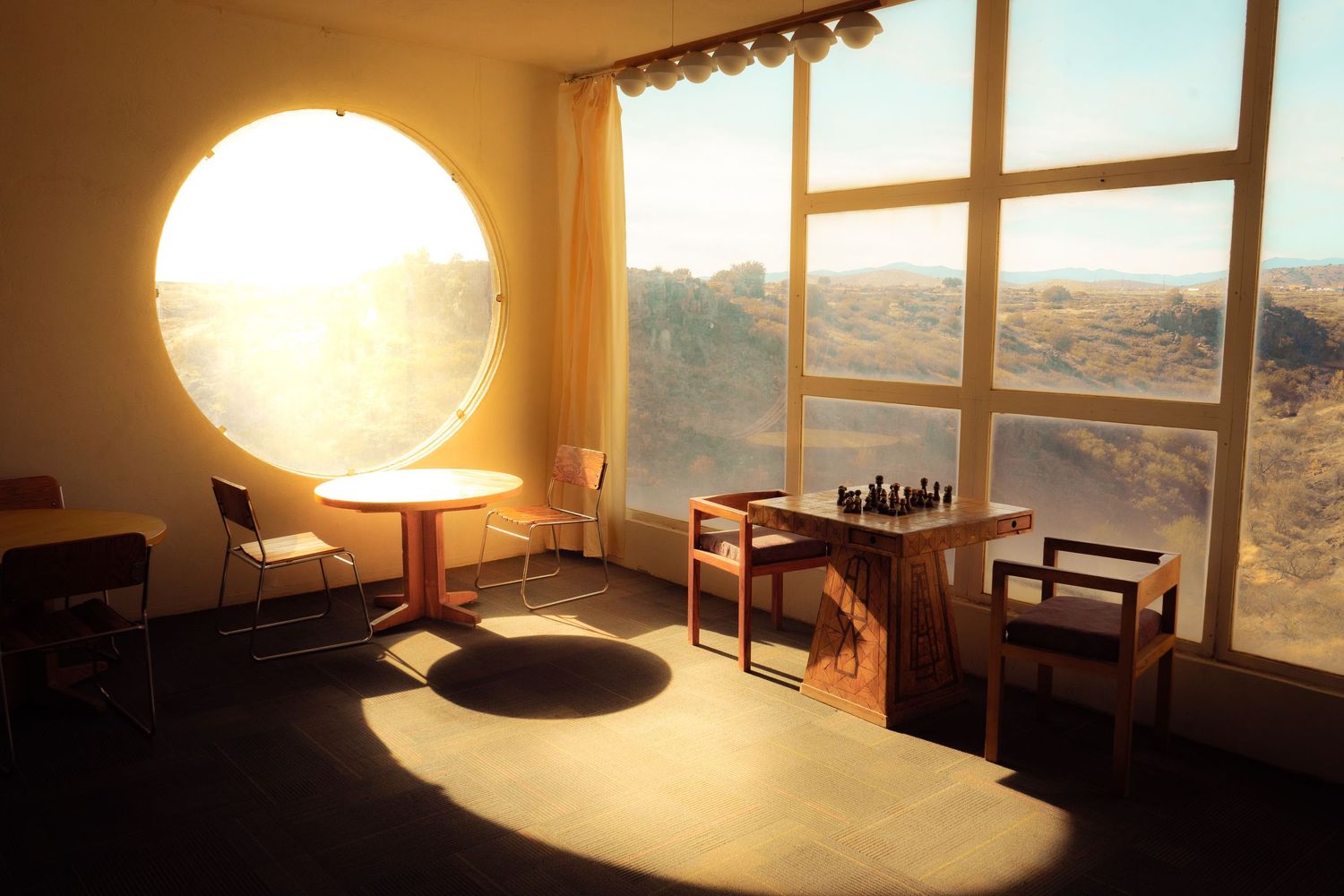 Lobby of an Arizona hotel filled with warm, inviting natural light