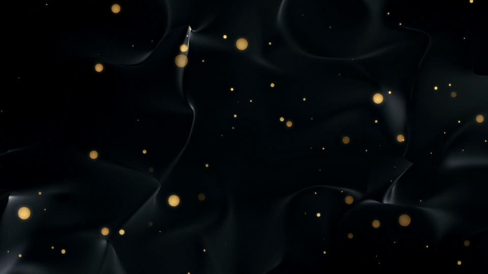 Dark cosmic background with scattered golden lights creating a mysterious stellar atmosphere.