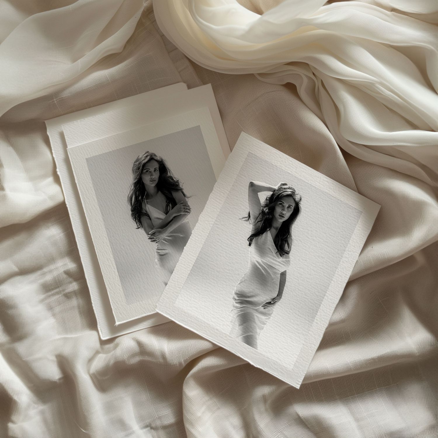 Maternity prints on the elegant silk fabric showcasing the natural beauty of pregnancy.