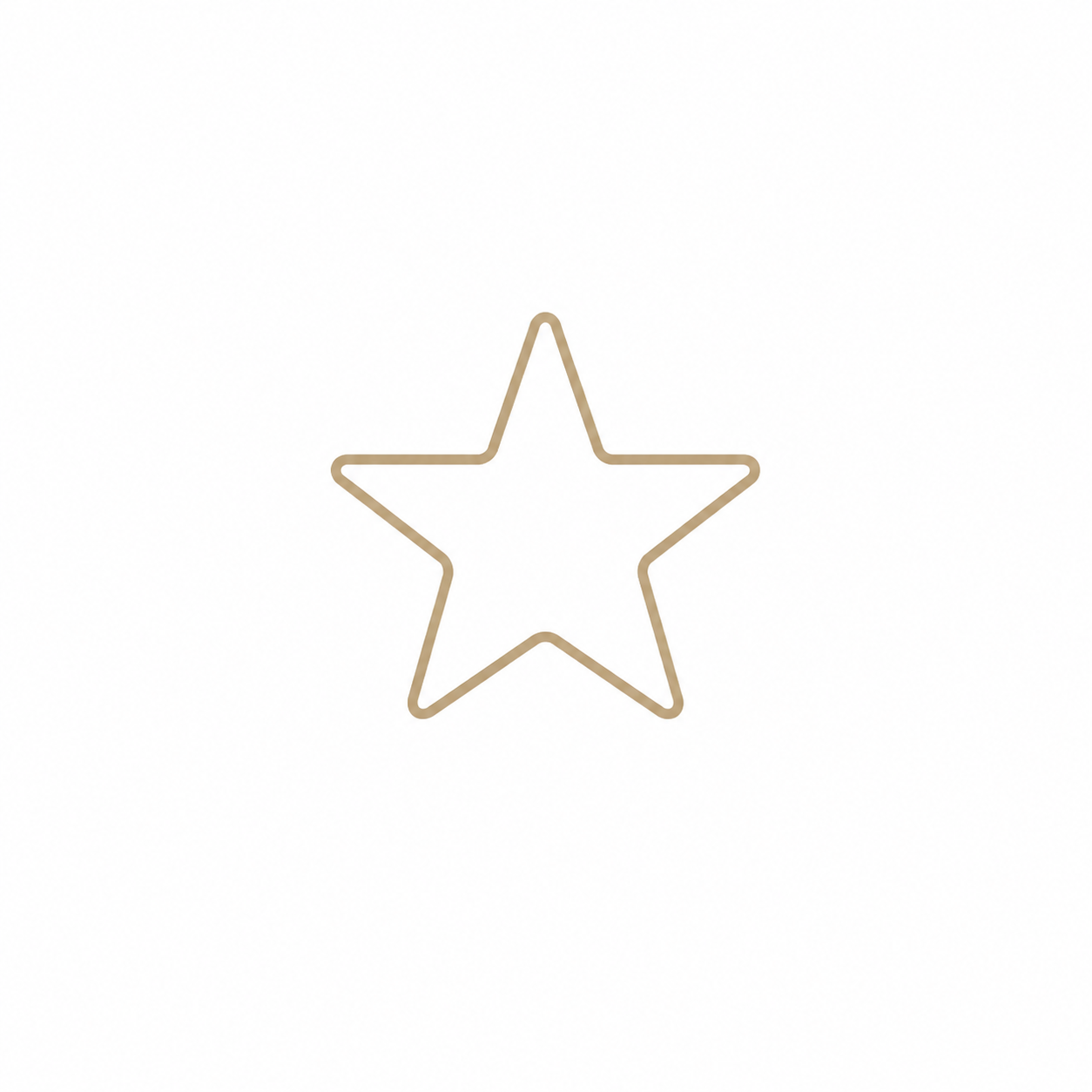 A minimalist gold outline star icon on a white background.