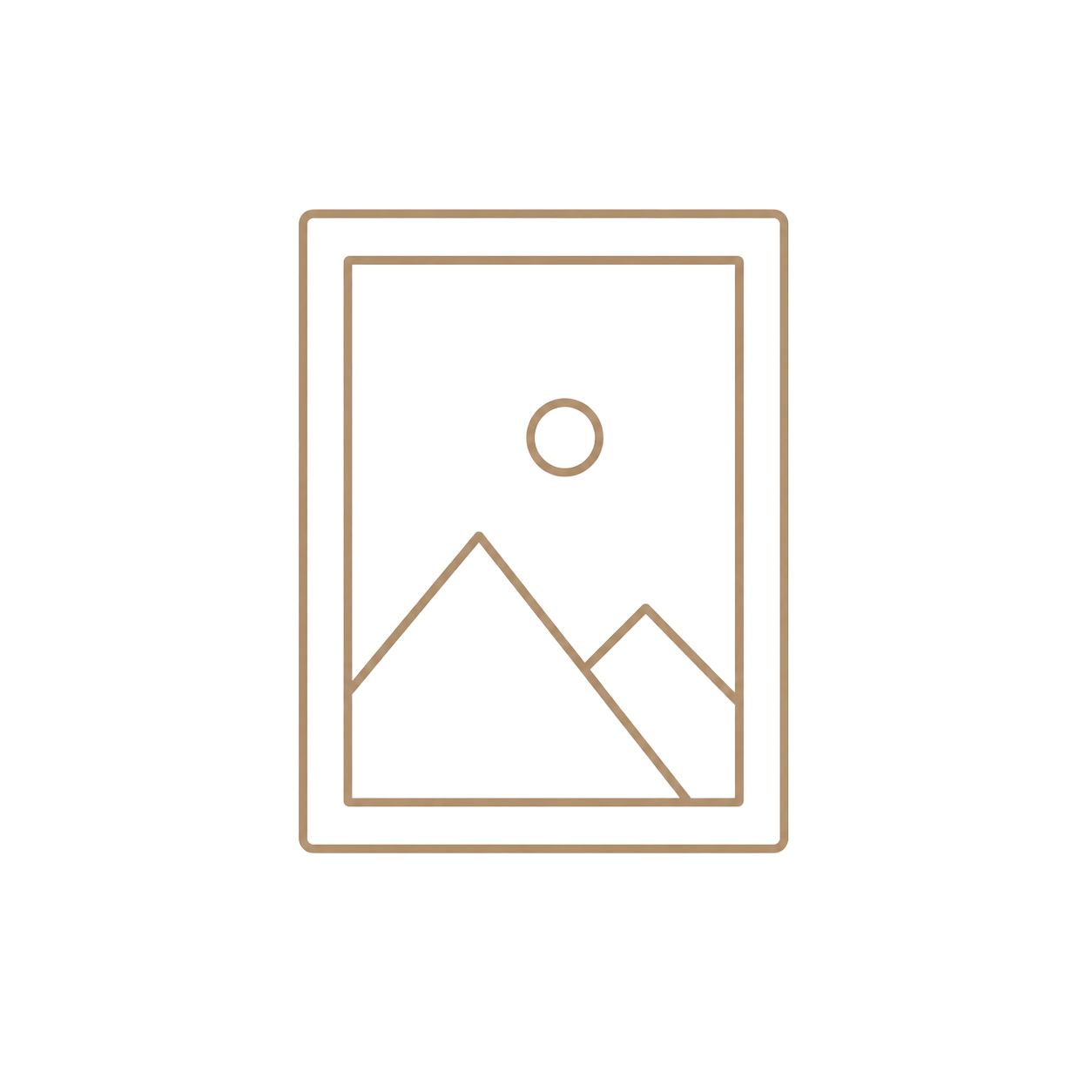 Placeholder image icon with mountain landscape and sun symbol in minimalist line art style.