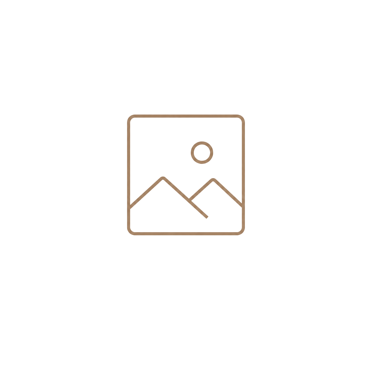 Placeholder image icon with mountain landscape and sun outline in minimalist style.