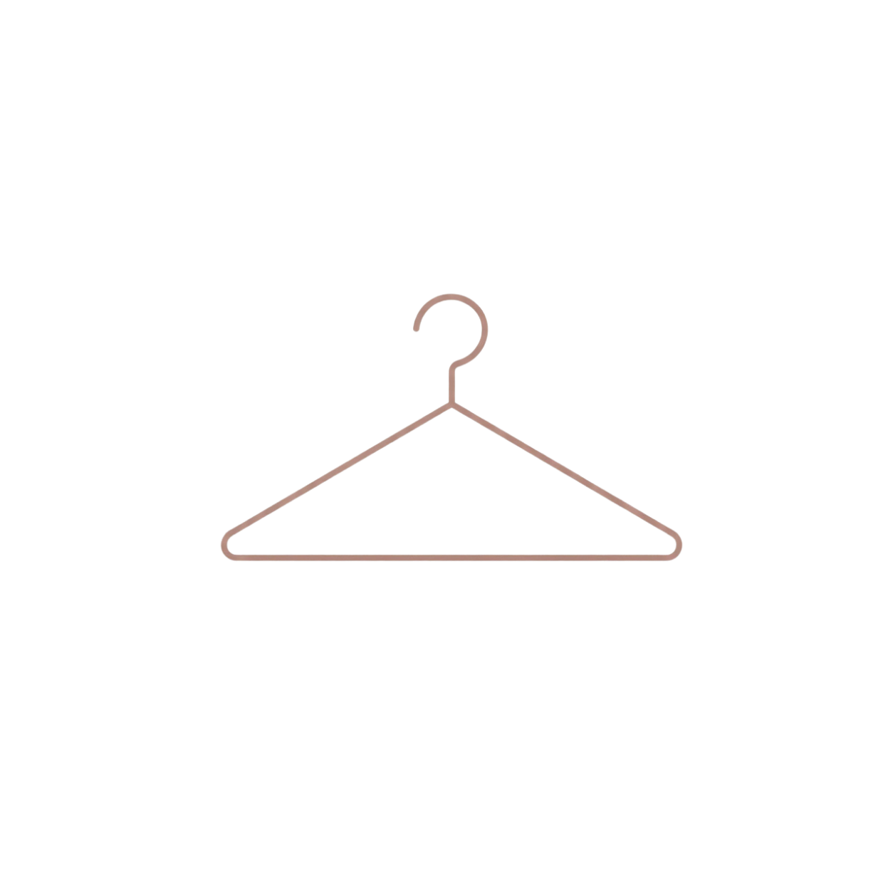 Minimalist rose gold wire clothes hanger on white background, perfect for modern closet organization.