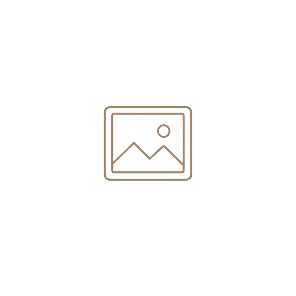 Placeholder image icon with mountain landscape and sun outline in minimalist line art style.