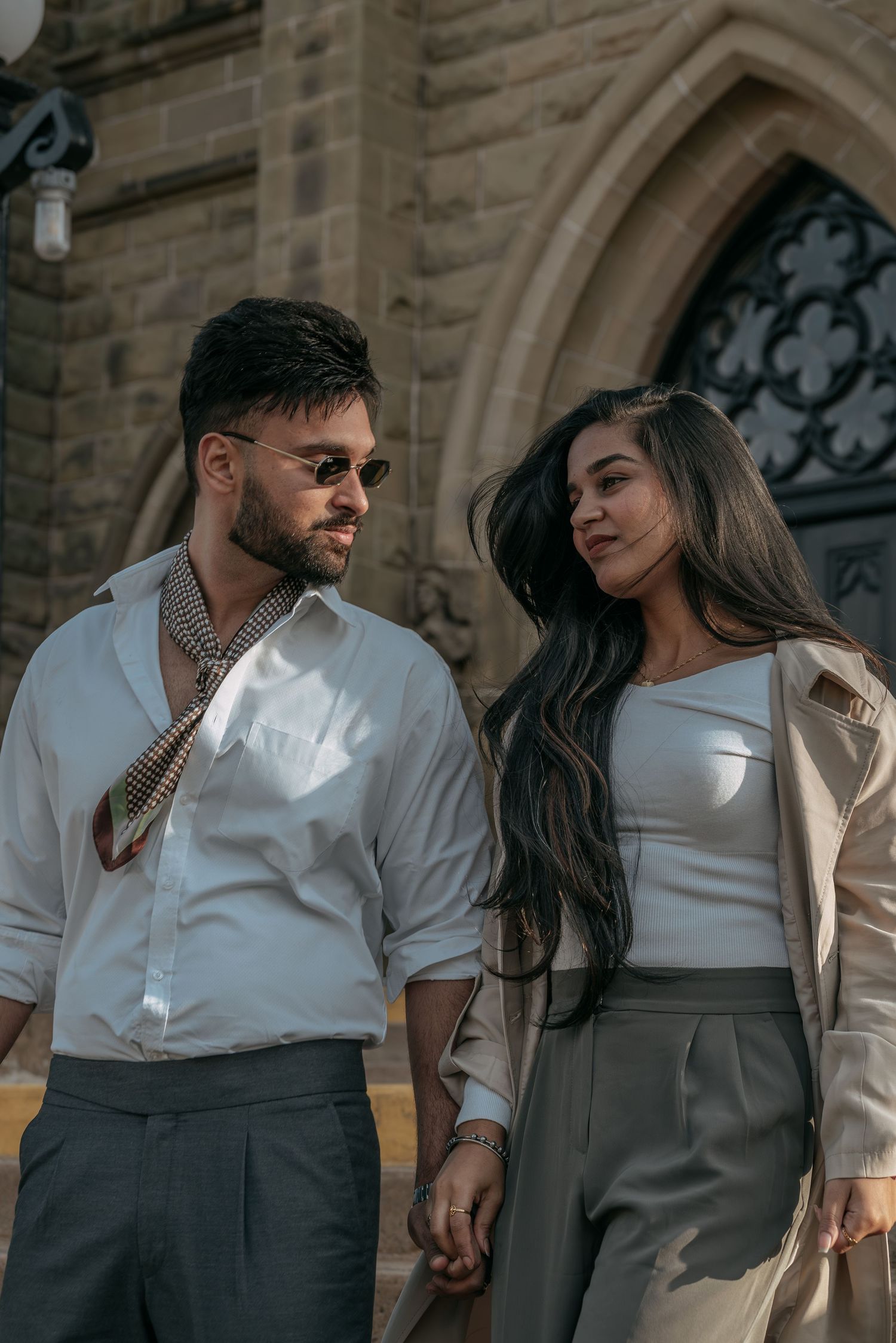 Couple portrait photographed outdoors in a relaxed setting