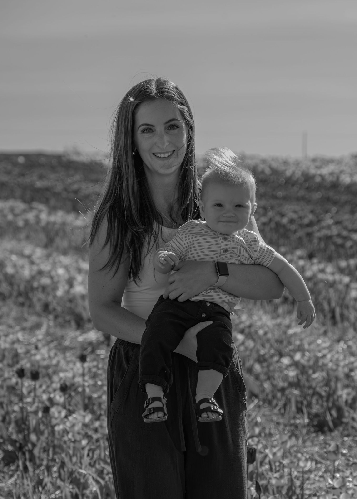 Flowers mother and son photography session in Prince Edward Island.