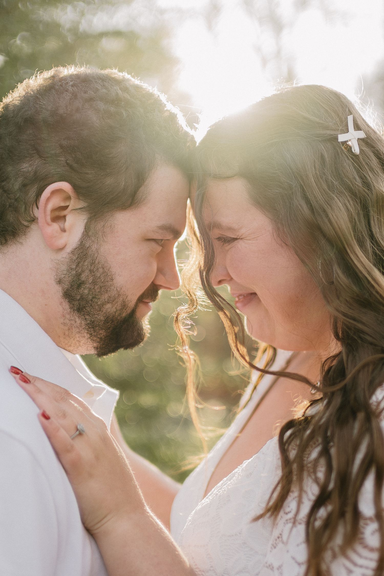 Romantic couples portrait on Prince Edward Island during golden hour.