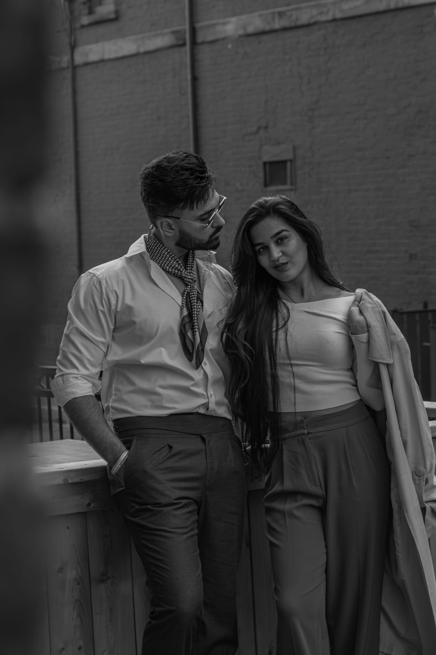 Couple portrait photographed downtown