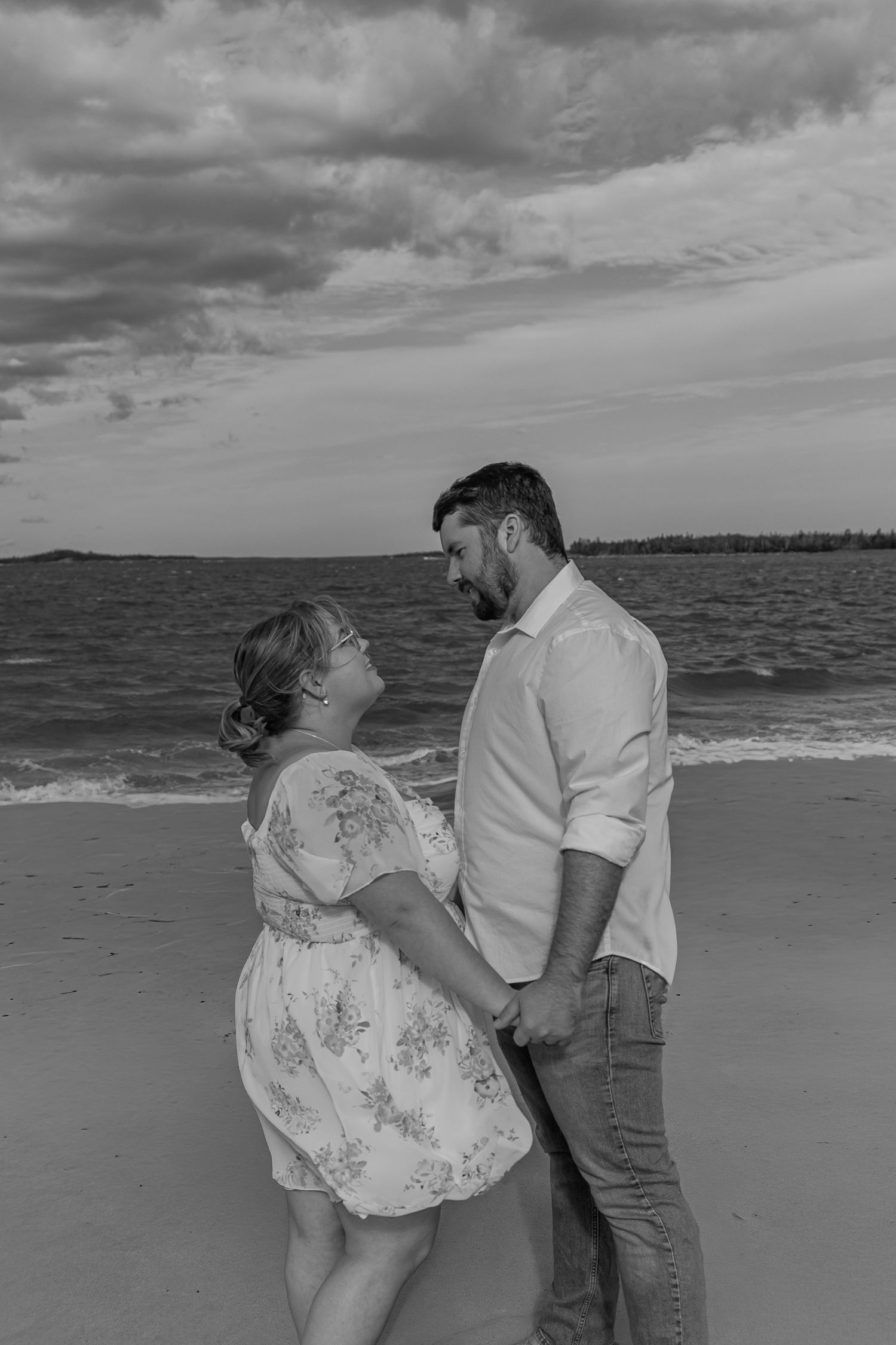 Couple during engagement session in Nova Scotia photographed by Madison Clark, a Prince Edward Island wedding and lifestyle photographer.