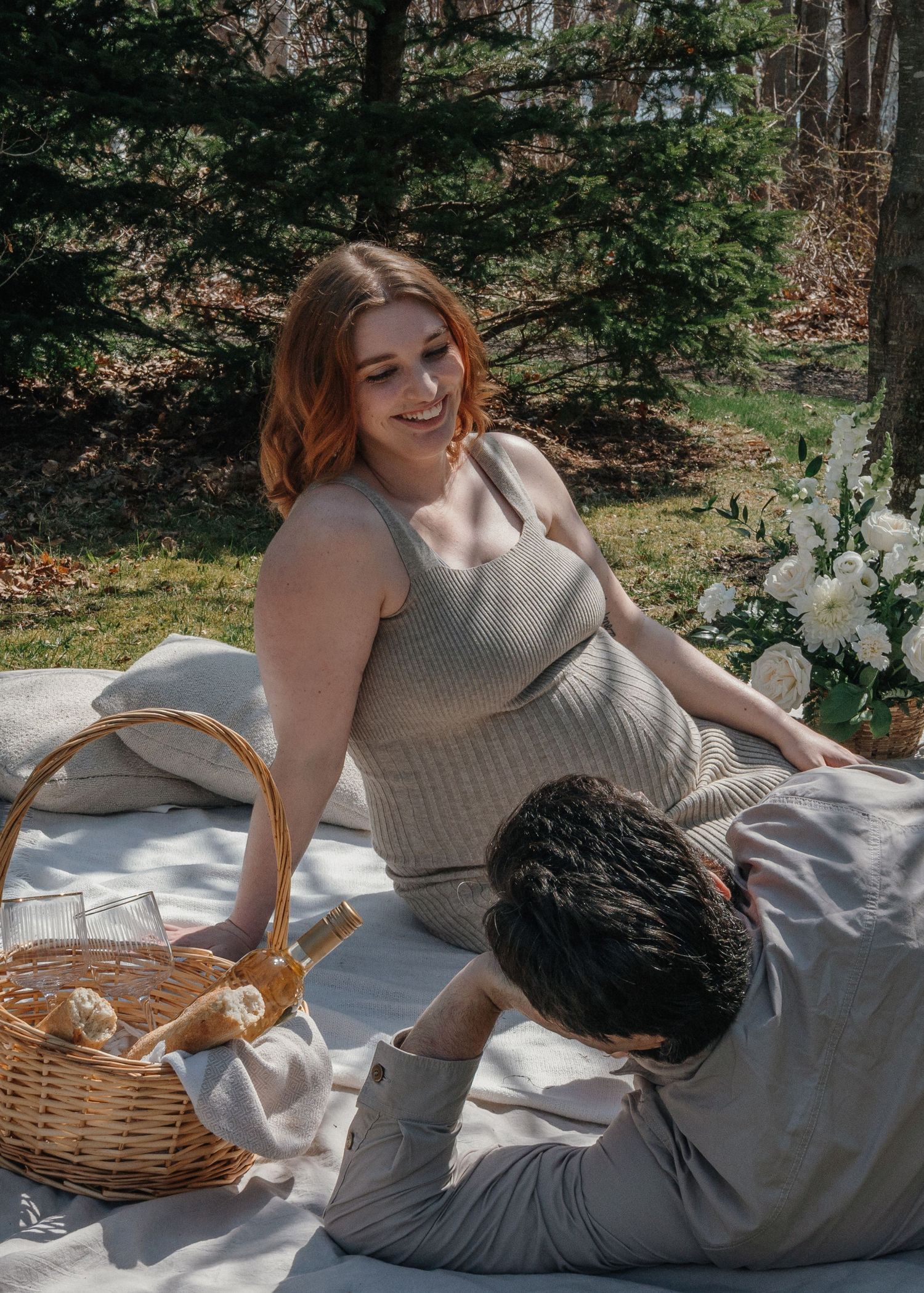 Documentary-style maternity session captured outdoors in Prince Edward Island.