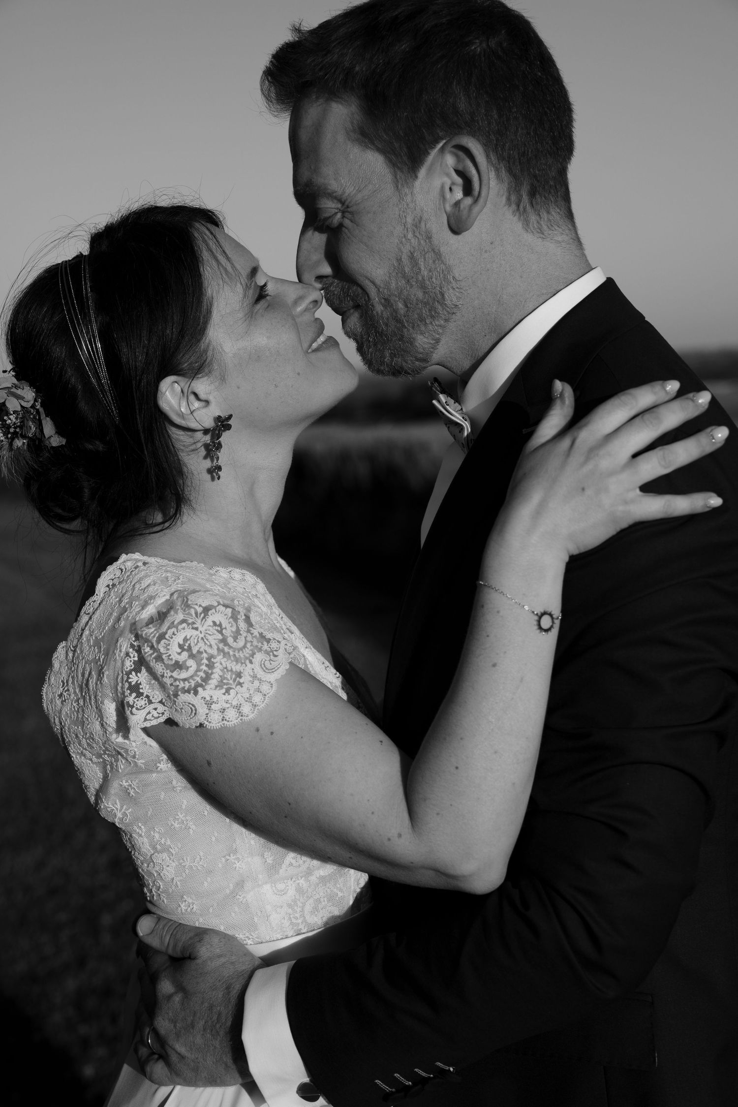 Portrait de couple marié, style élégant et intemporel