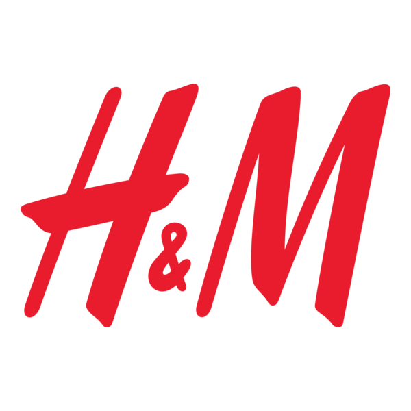 Red H&M fashion brand logo design on white background.