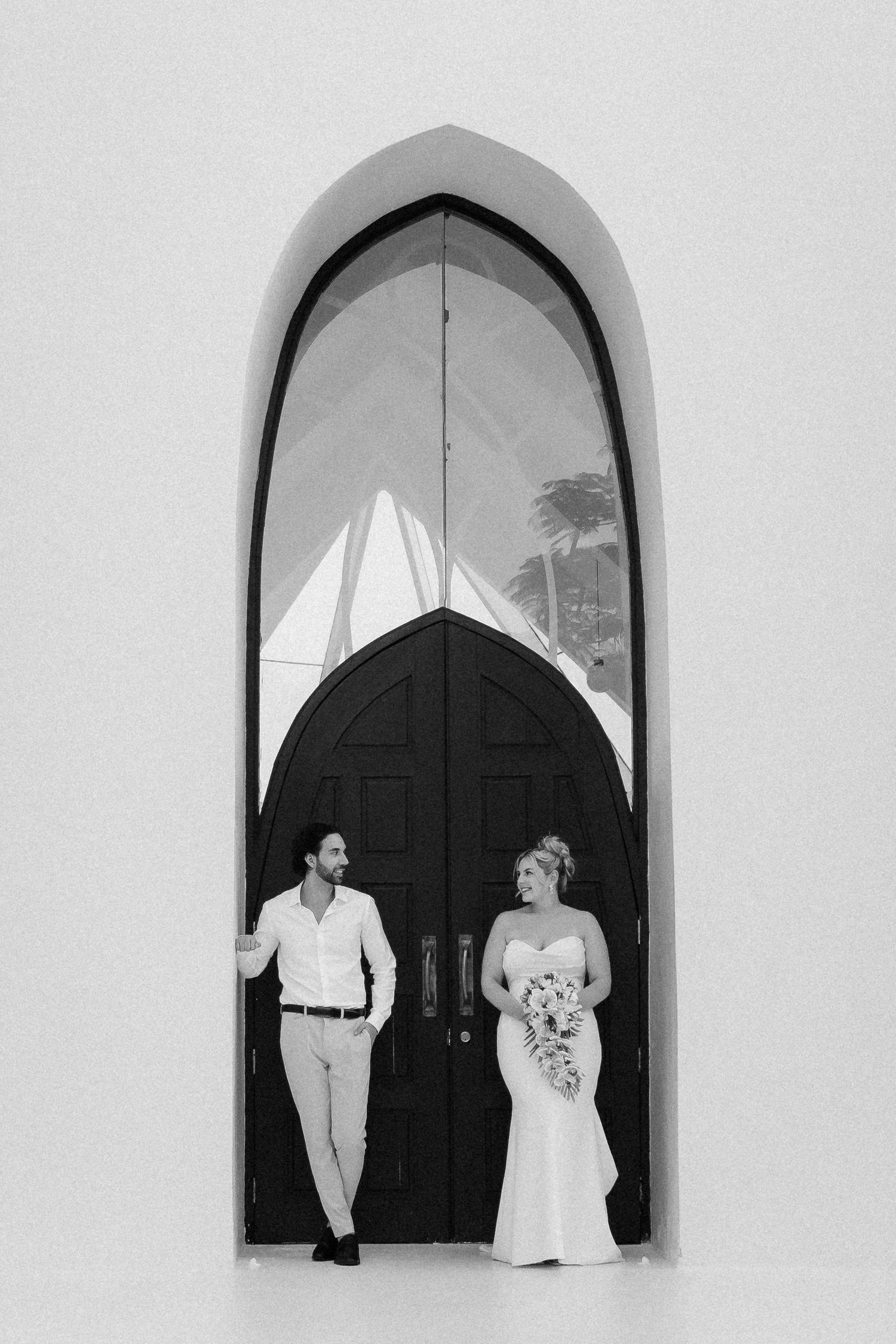 Shangri La Fiji Destination Wedding Courteney Lee Photography Bridal Portraits at the chapel on the reef lawn