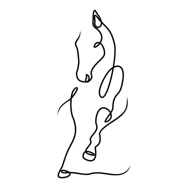 Minimalist line drawing of a horse in graceful motion, created with continuous flowing strokes.