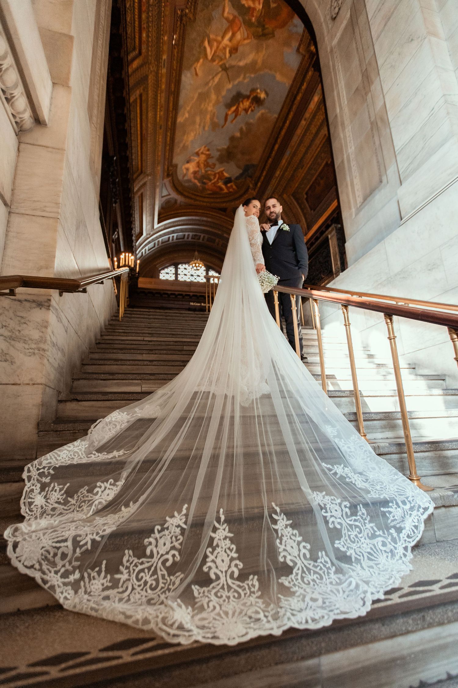 Bride in staircase