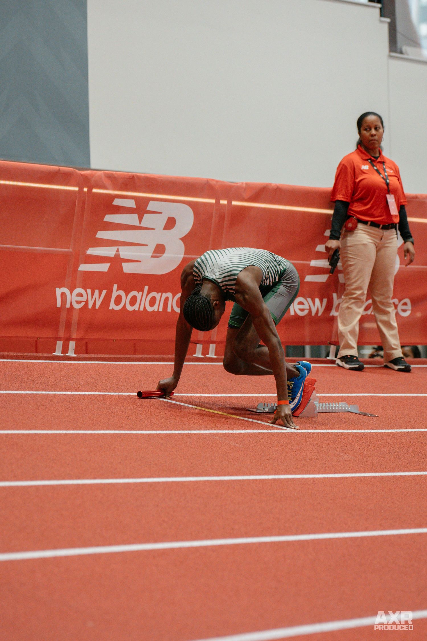 A guy positions himself for a race