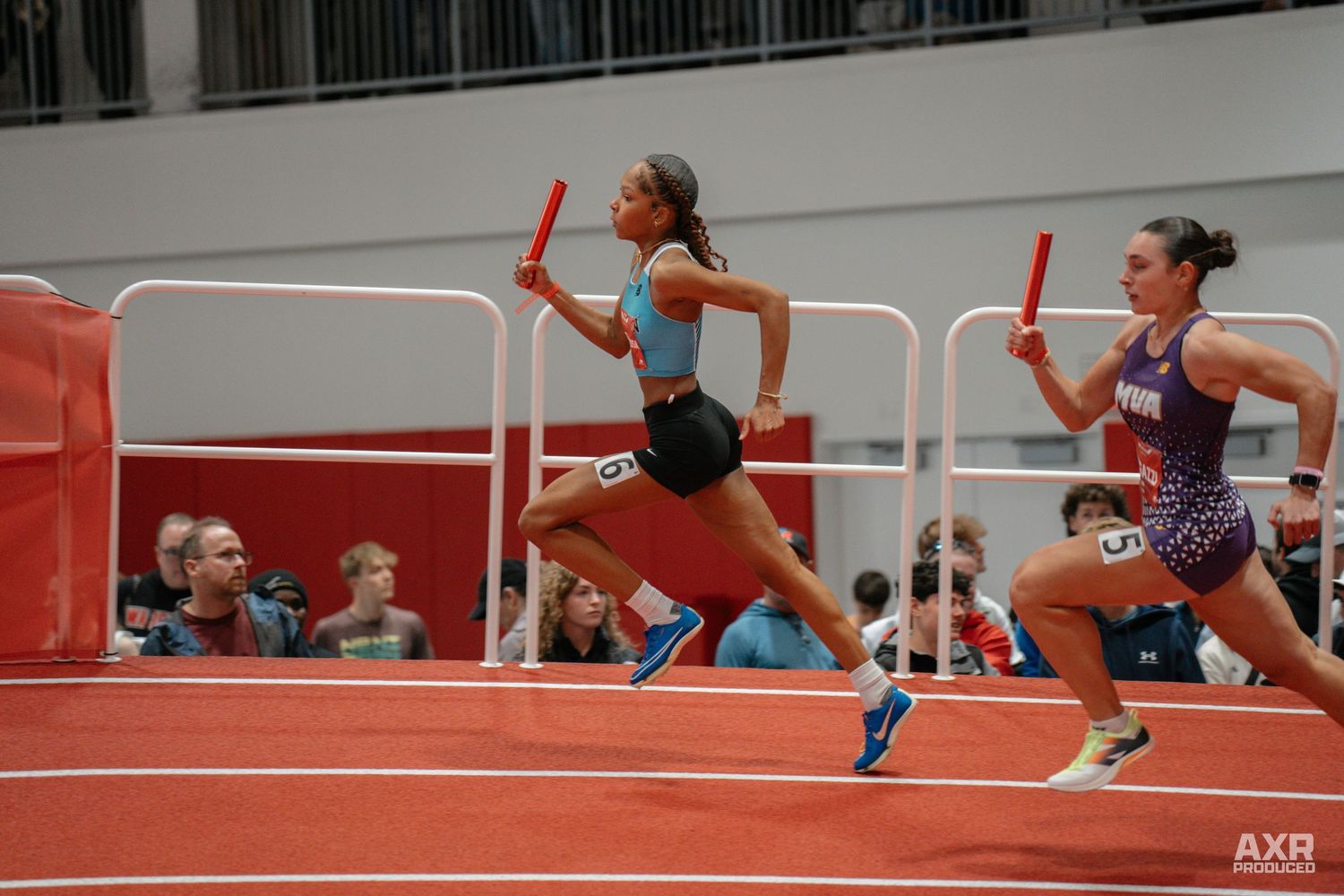 A girl dashes down the track