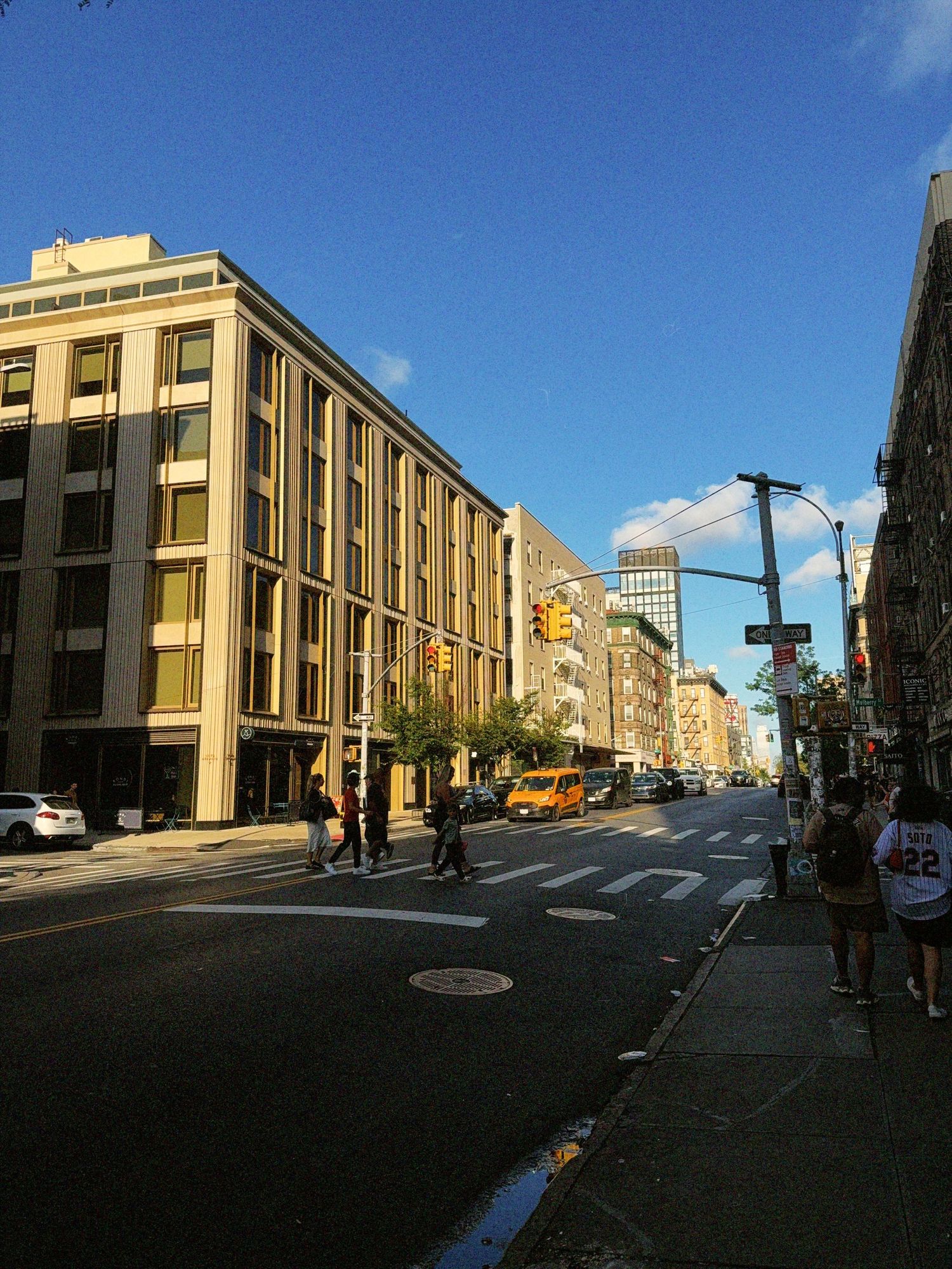 A New York City city building and street.