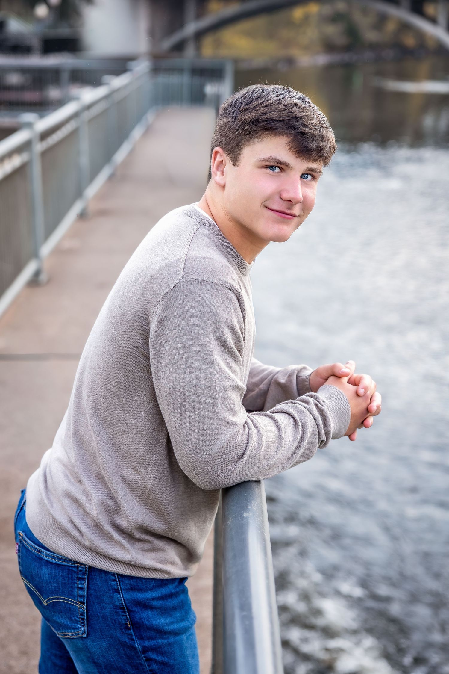 outdoor riverside senior photo