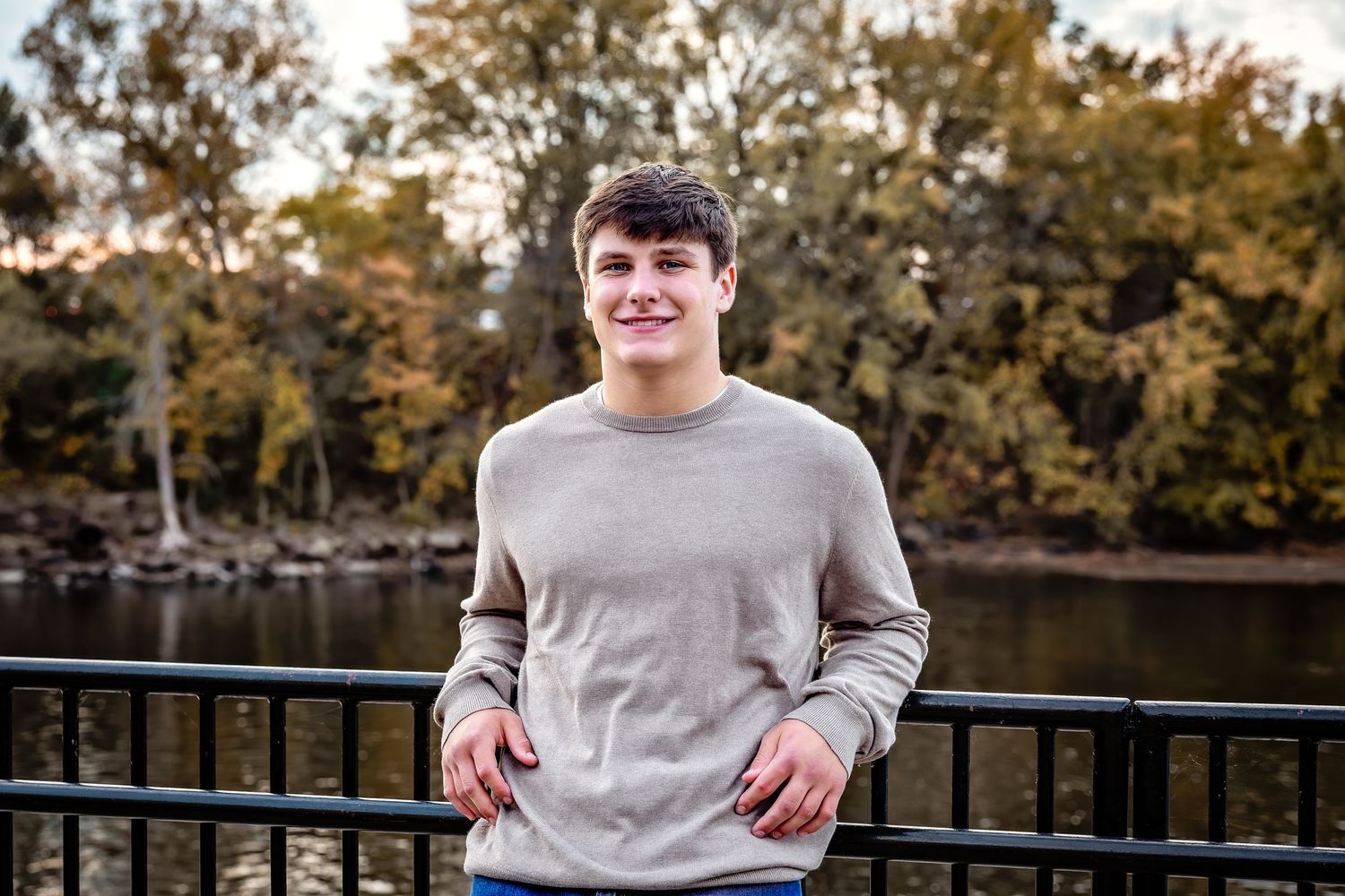 outdoor riverside senior photo
