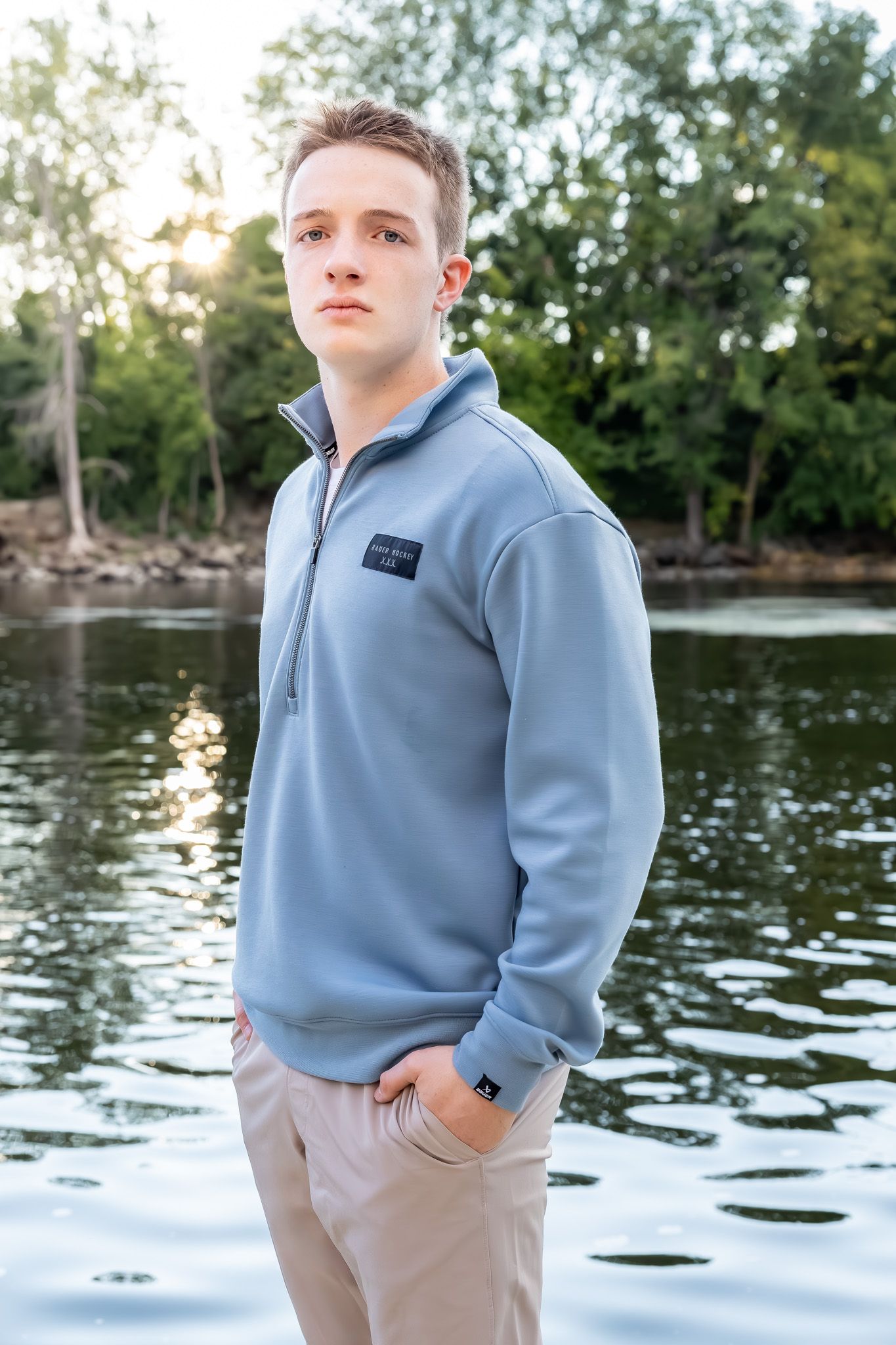 outdoor, riverside senior photo