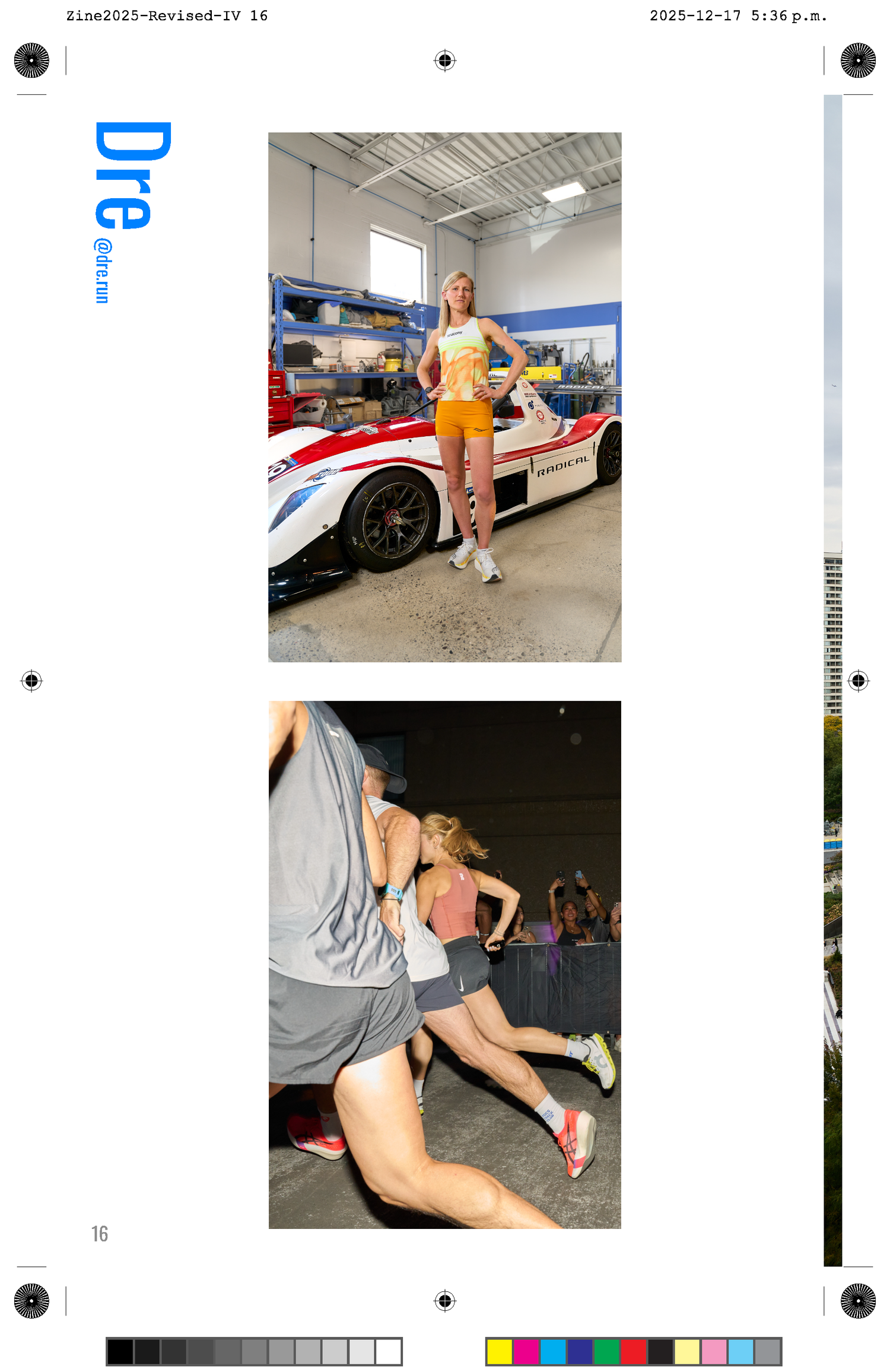 Runners layout in a zine