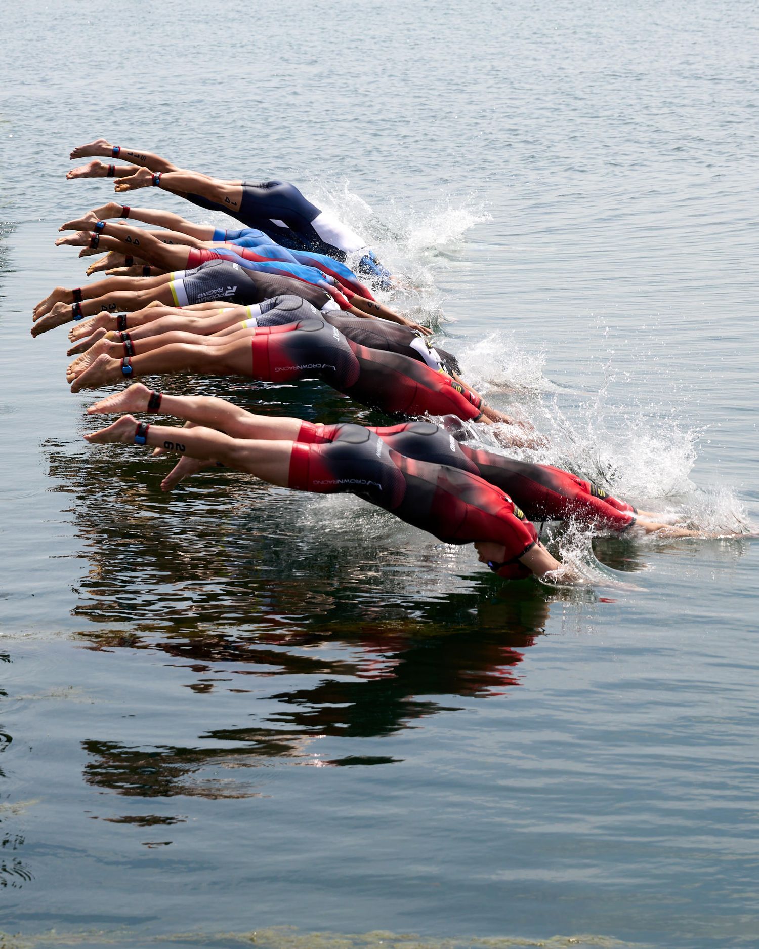 Diving picture of a swimmer displayed prominently on its surface.