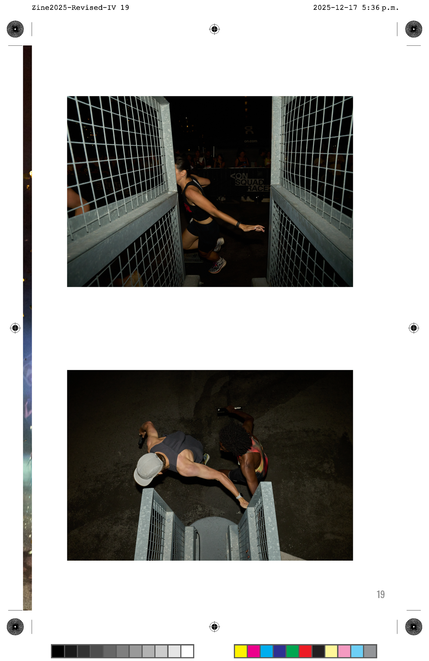 Runners layout in a zine