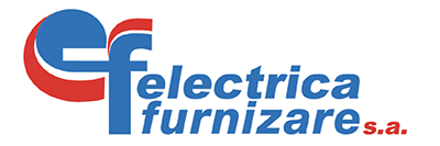 Electrica Furnizare S.A. logo featuring bold red and blue lettering with a stylized electric symbol.