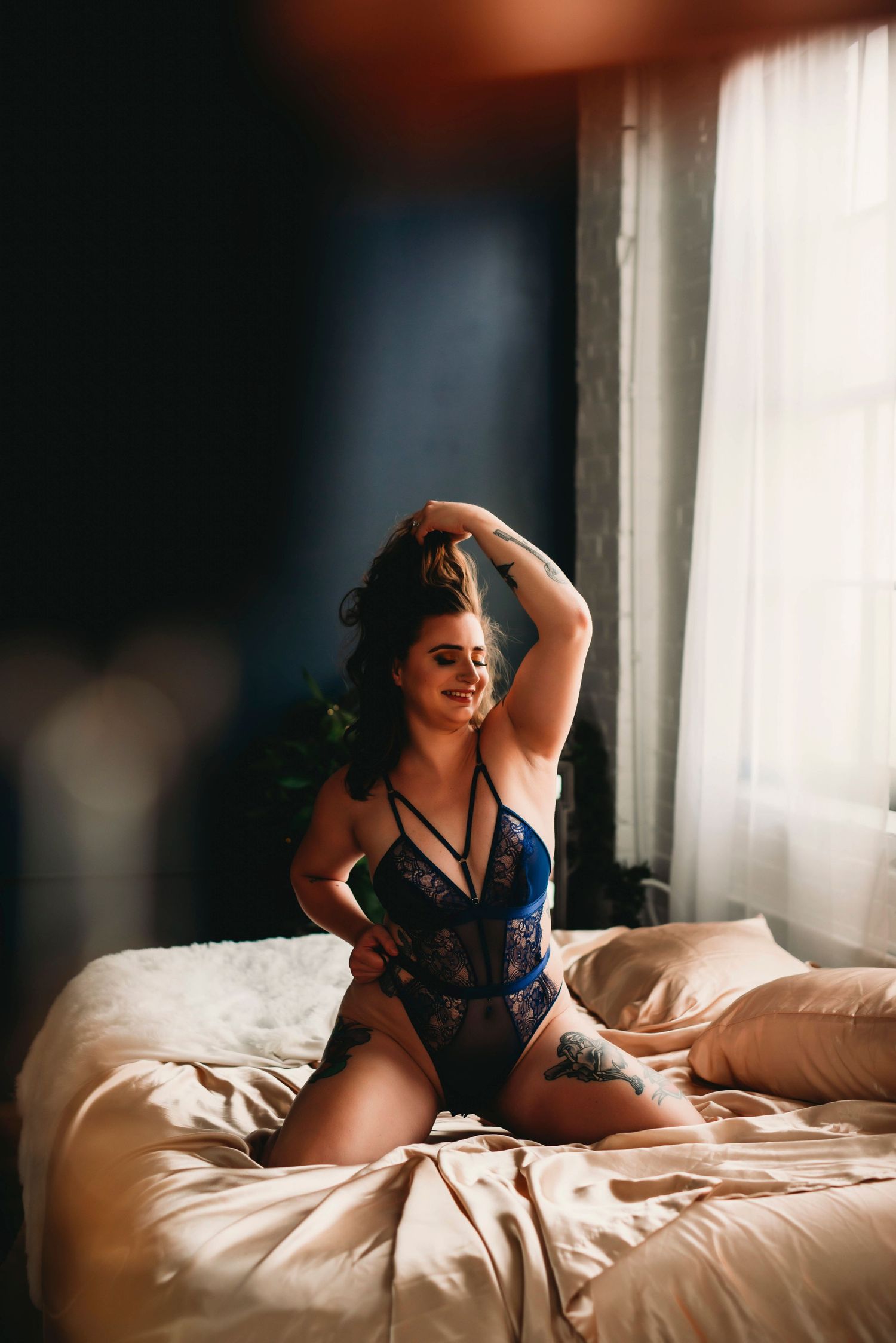 blue lace boudoir photoshoot in buffalo NY