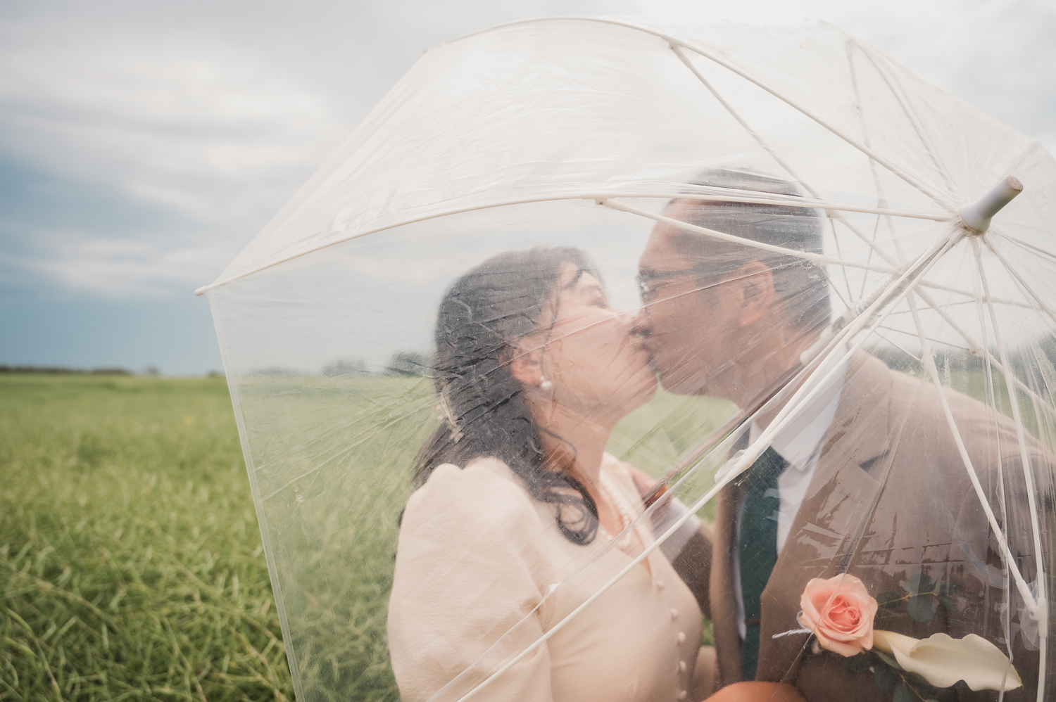 A couple posing after the wedding in Edmonton.

capturing a heartfelt kiss during the session