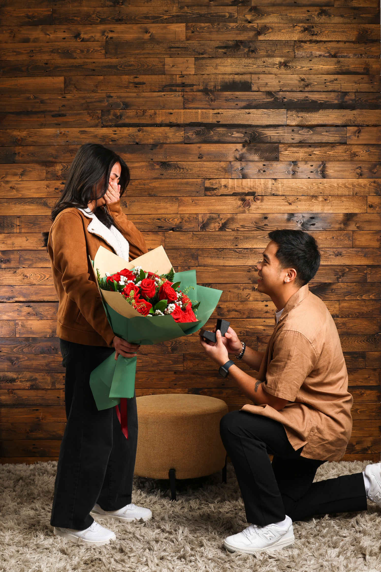 Professional couple portrait session in Edmonton with studio flash

surprise proposal
