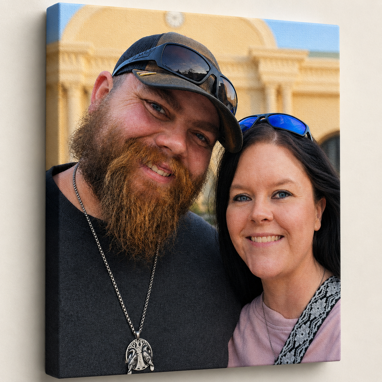 Couple selfie
Smiling couple posing together outdoors in a casual portrait.