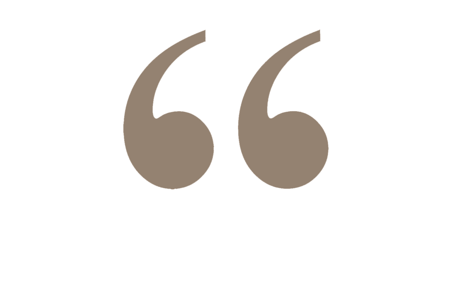 Tan colored quotation marks on plain white surface.