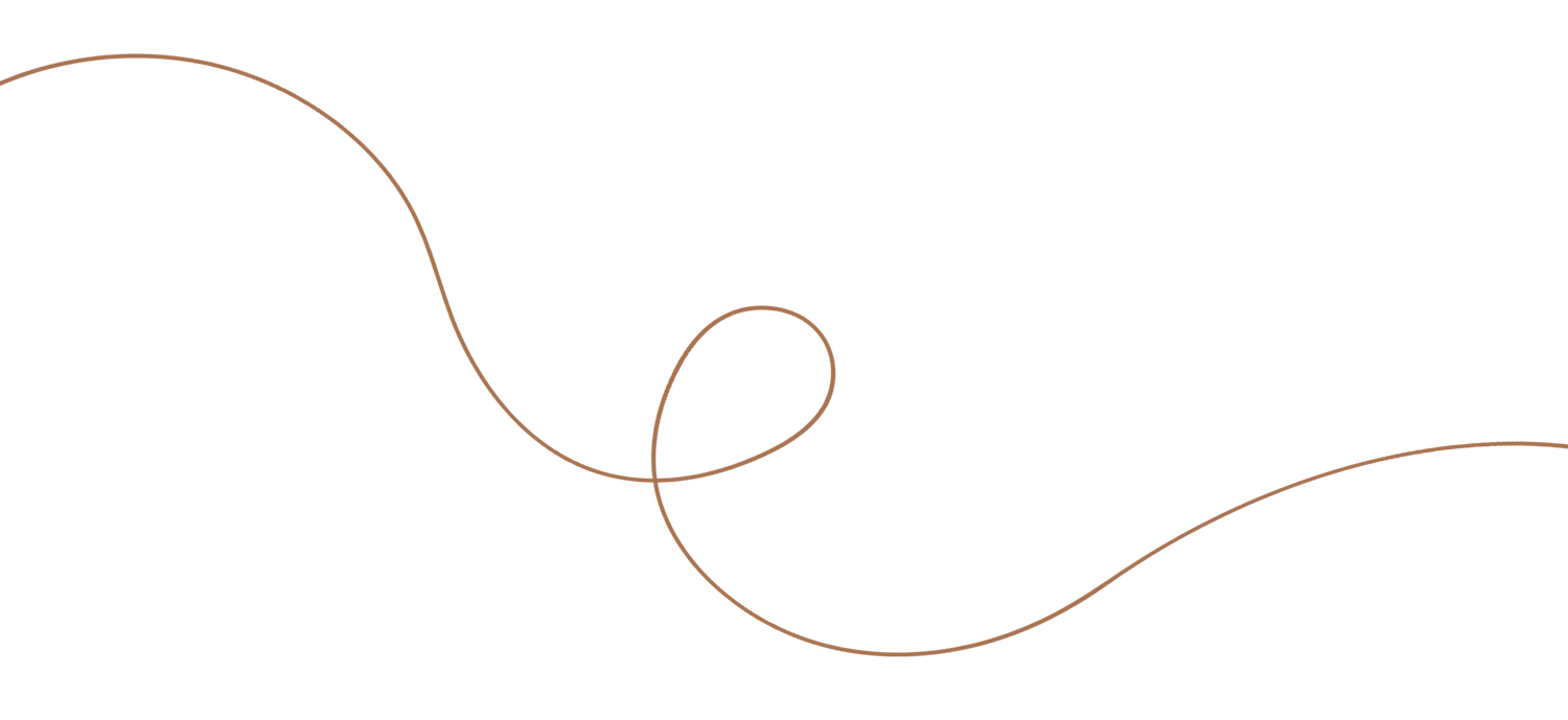 An elegant copper-colored curved line creating a flowing design on white.