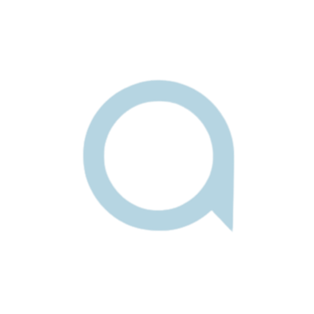 Clean light blue circular speech bubble letter a logo on white background.