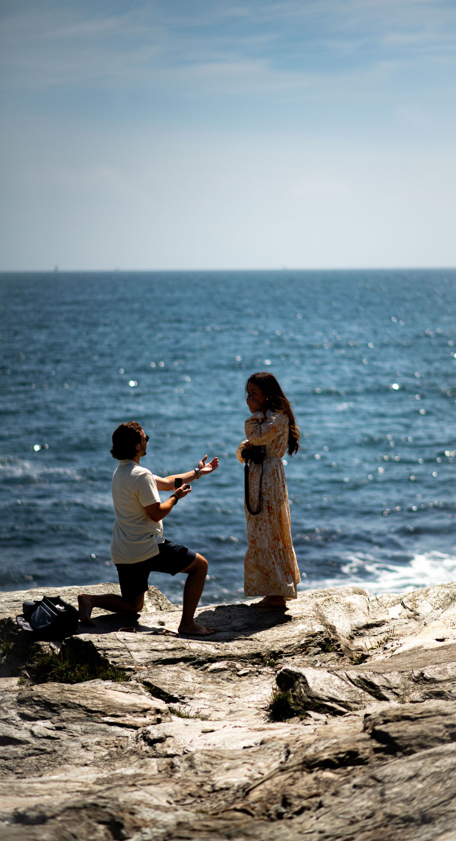 Proposal on rocky shoreline by the ocean.