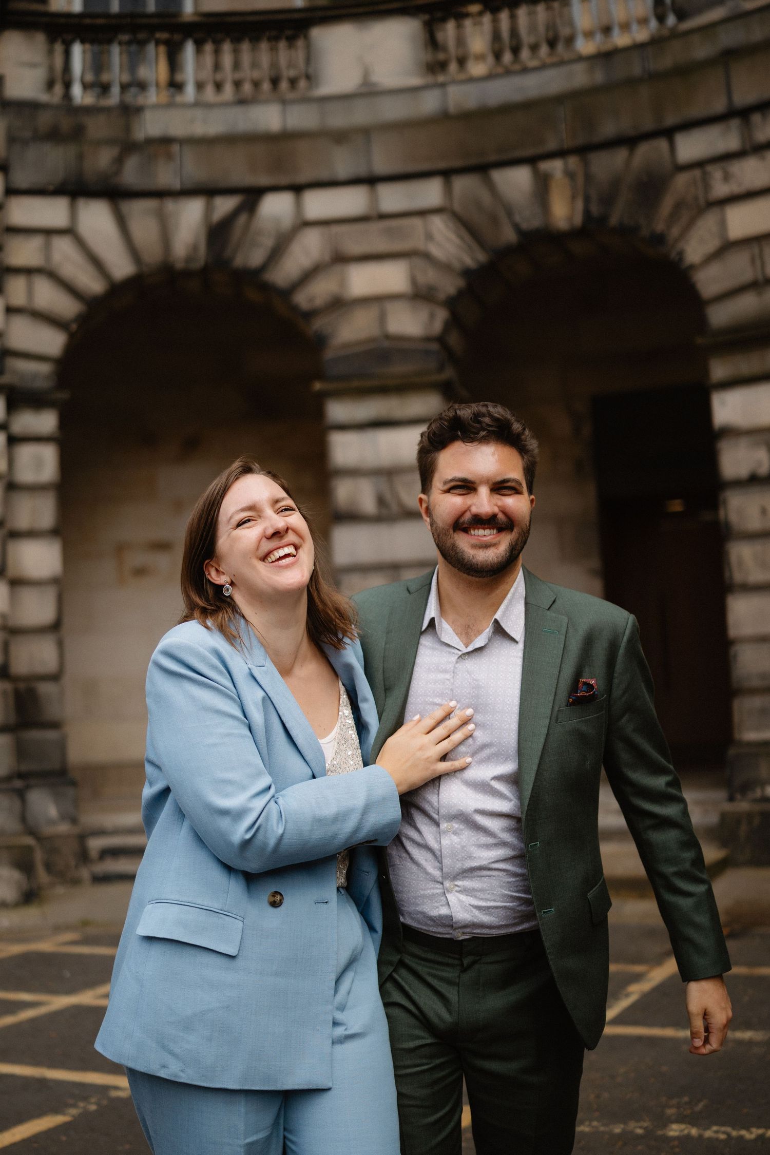 Edinburgh City Wedding Couple walking together