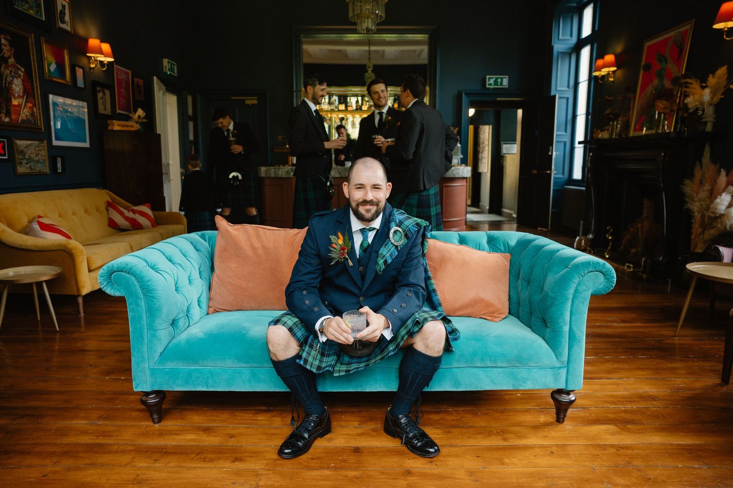 Groom portrait, bar at  Netherbyres House
Wedding venue in Eyemouth, Scotland