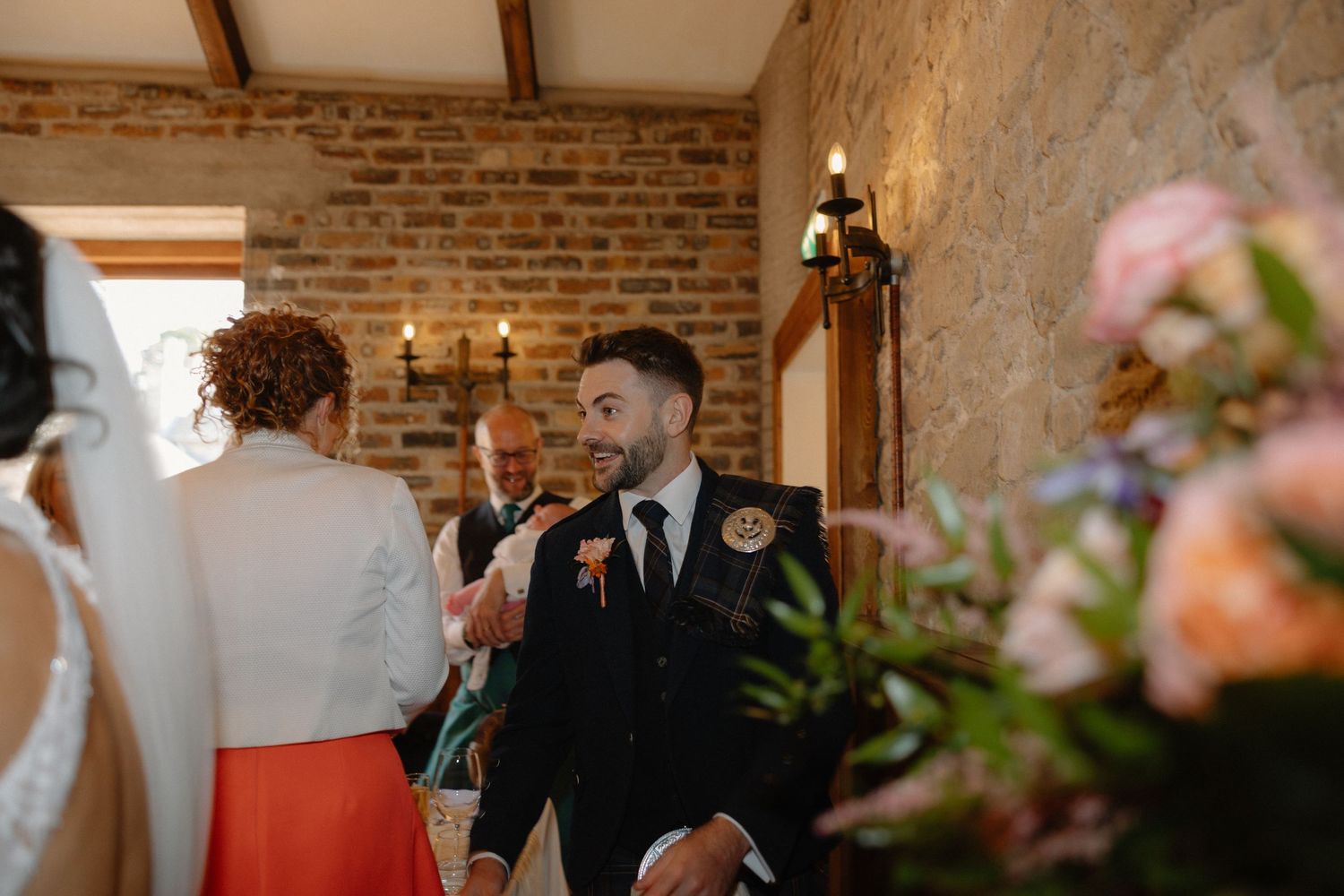 Groom, wedding speeches at Rosebery Steading, Temple, Gorebridge, Scotland.