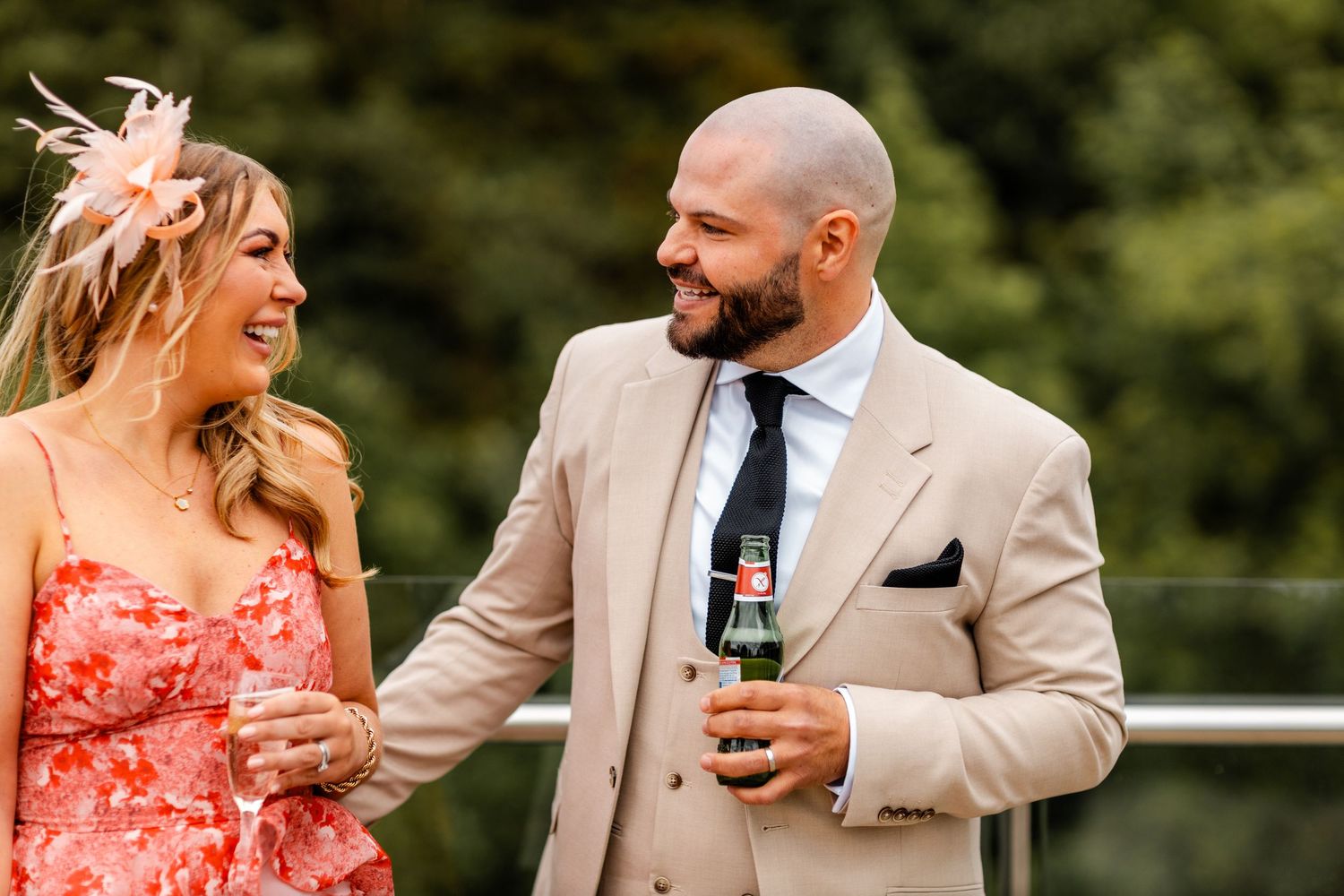 Party, guest talking, wedding, Glass House Edinburgh City Scotland,