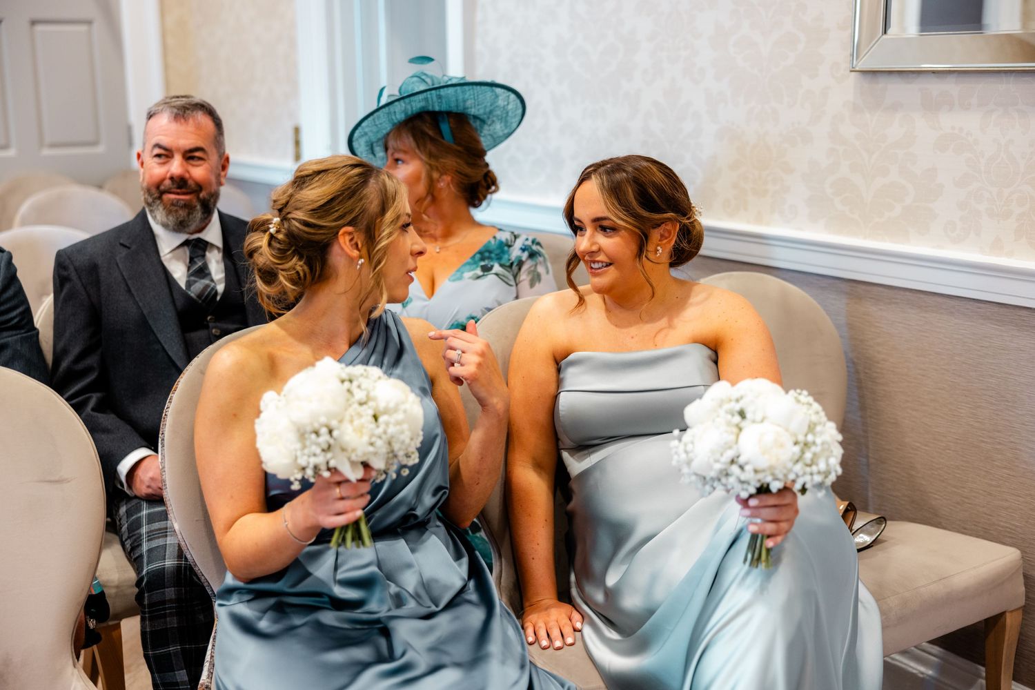 Family inside City Chambers wedding in Edinburgh, Scotland,
