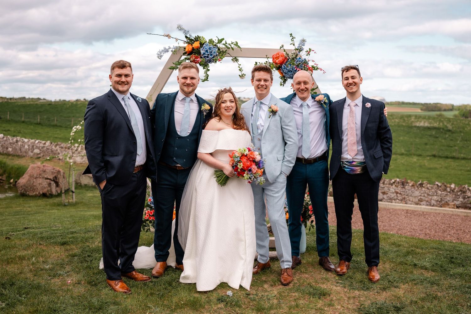 Wedding group photos, Whitekirk Hill, Whitekirk, North Berwick