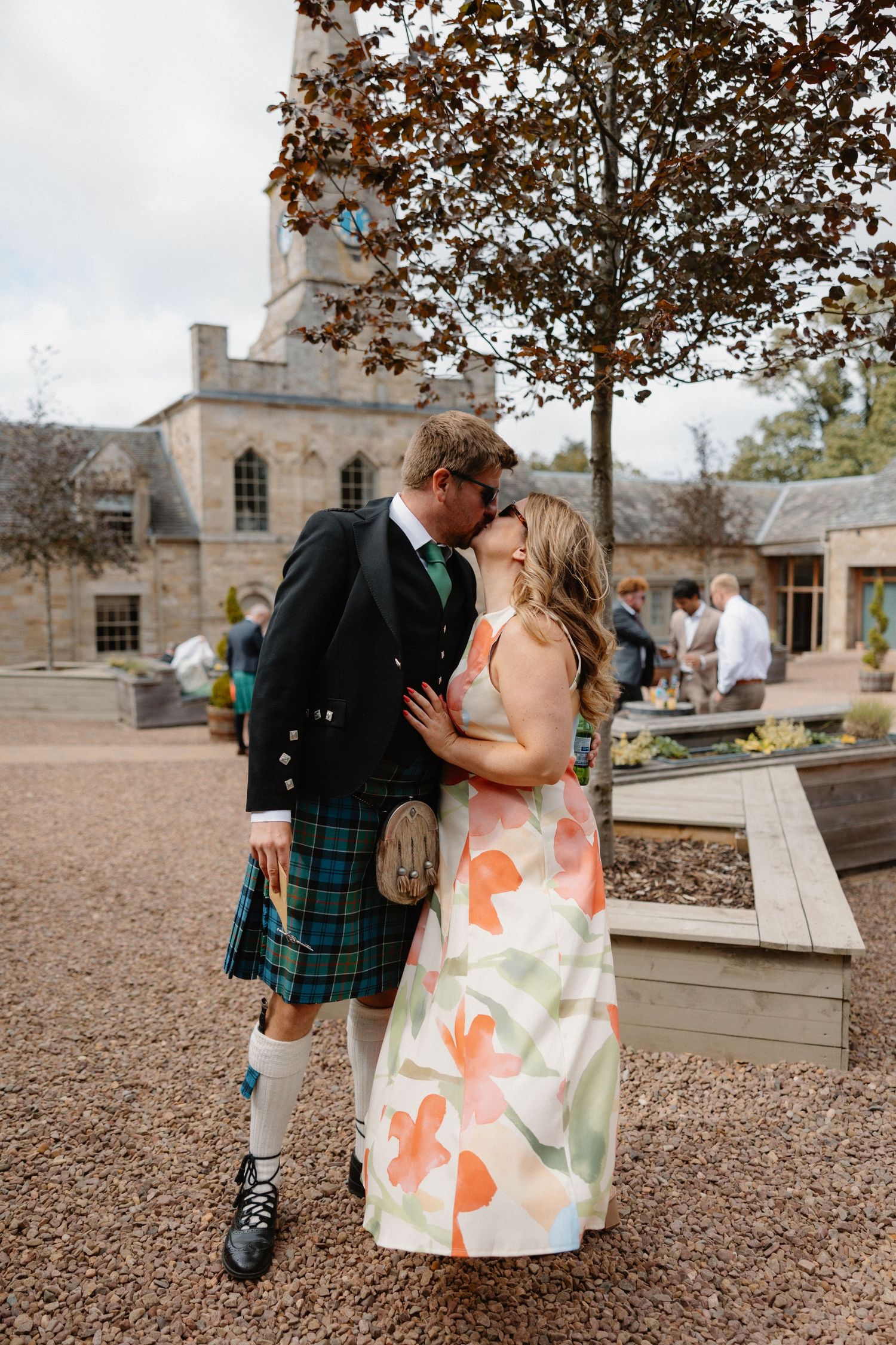 Wedding drinks courtyard at Rosebery Steading, Temple, Gorebridge, Scotland.